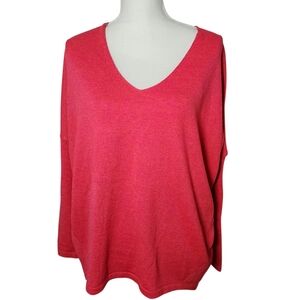 Andree By Unit Vneck Pink‎ Orange Long Sleeve Sweater Size Large Nwt